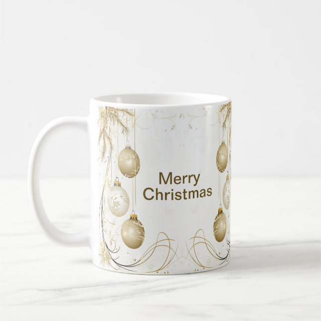 Mug Ornement d'or Noël Fête de Noël Élégant (Gauche)