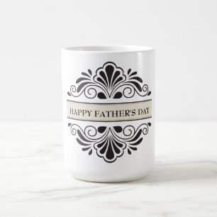 Mug Ornement Floral Noir - Bonne Fête des pères