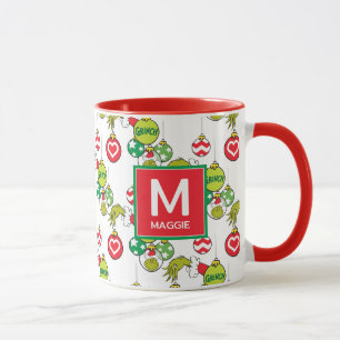 Mug Ornement Grinch Ajoutez votre nom et initiale