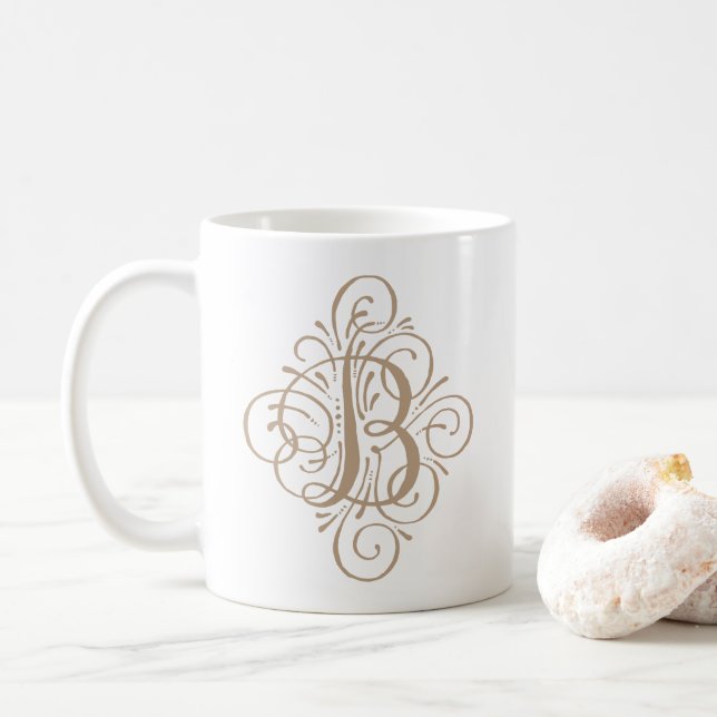 Mug Ornement Monogramme Laver Personnalisé (Avec donut)