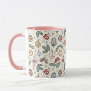 Mug Ornements de Noël anciens et panneaux de paix