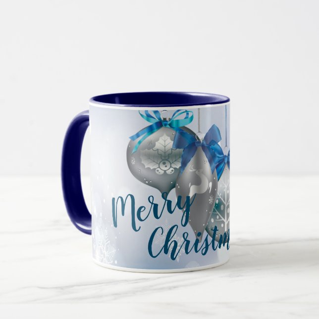 Mug Ornements de Noël de la bouillie de café Sn. (Devant gauche)