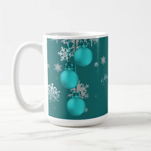 Mug ornements de Noël turquoises (Gauche)