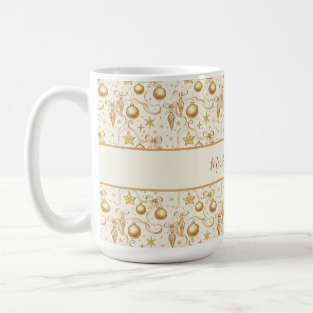Mug Ornements d'or personnalisés Vaches Noël (Gauche)