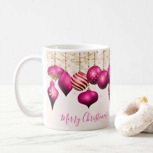 Mug Ornements en or rose chaud Joyeux Noël