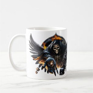 Mug Os et magie, squelette avec les dés mystiques.