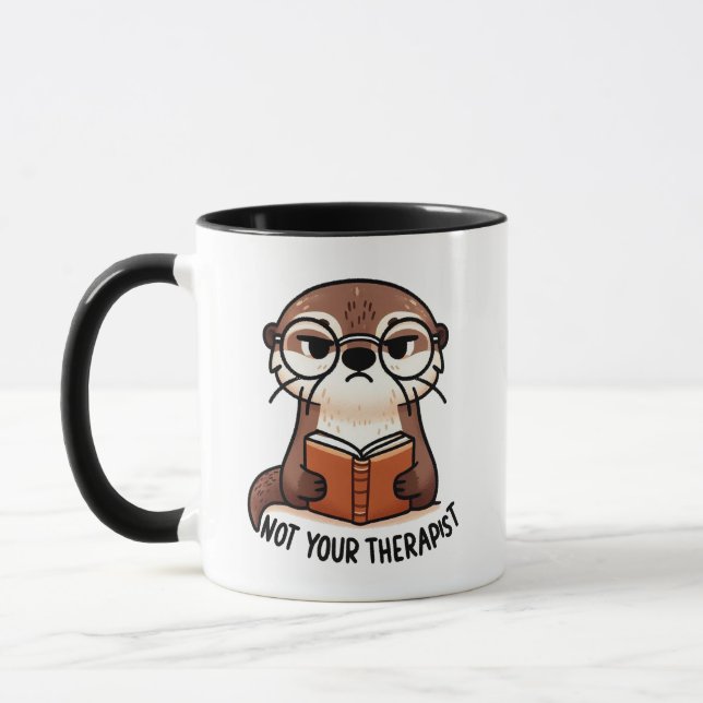 Mug Otter Sassy avec lunettes - "Pas votre thérapeute" (Gauche)