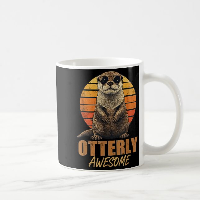 Mug Otterly Awesome Retro Sunset Sea Otter Lover Graph (Droite)