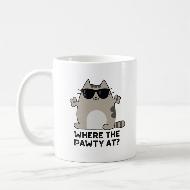 Mug Où La Pawty À Funny Party Chat Pun (Gauche)