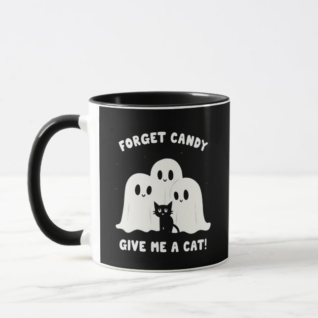 Mug Oubliez Le Bonbon Donne-Moi Un Chat Halloween Éffr (Gauche)