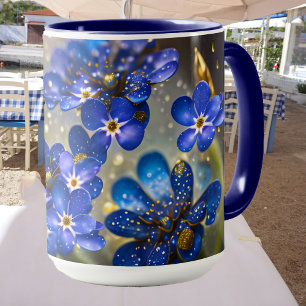 Mug Oubliez-moi-fleur pas avec accents or