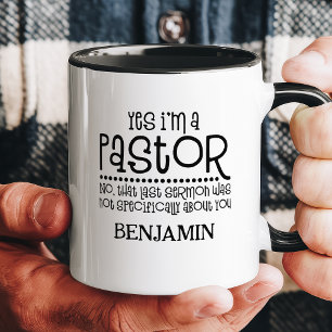 Mug Oui, je suis un pasteur drôle personnalisé religie