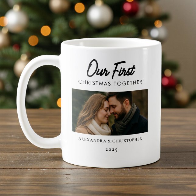 Mug Our First Christmas Together Photo Minimal Modern (Créateur téléchargé)