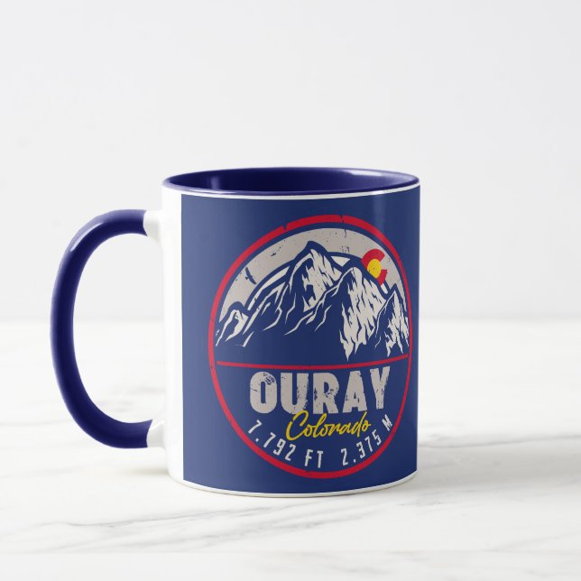 Mug Ouray Colorado Drapeau Camping Randonnées Souvenir (Gauche)