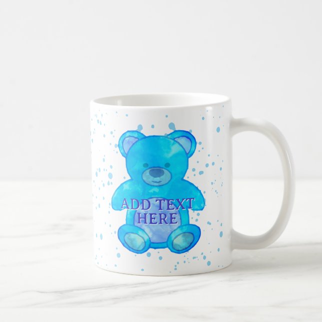 Mug Ours Bébé Cute En Bleu Texte Personnalisé (Droite)
