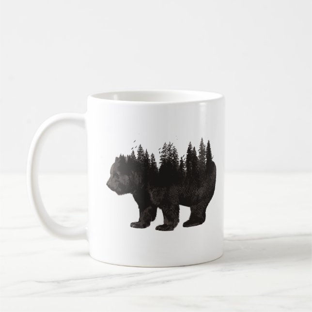 Mug Ours Brown avec une forêt sur le dos (Gauche)
