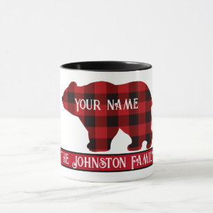 Mug Ours classique du pays, plaid noir rouge