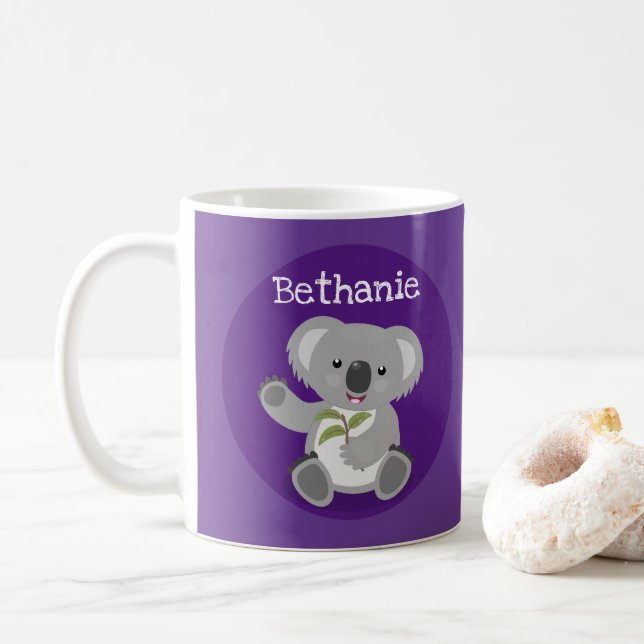 Mug Ours de koala mignon avec dessin animé feuille (Avec donut)