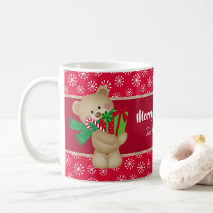 Mug Ours en peluche de Noël avec cadeaux et flocons d