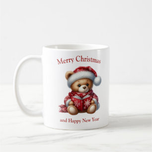 Mug Ours en peluche de Noël lisant un livre gui