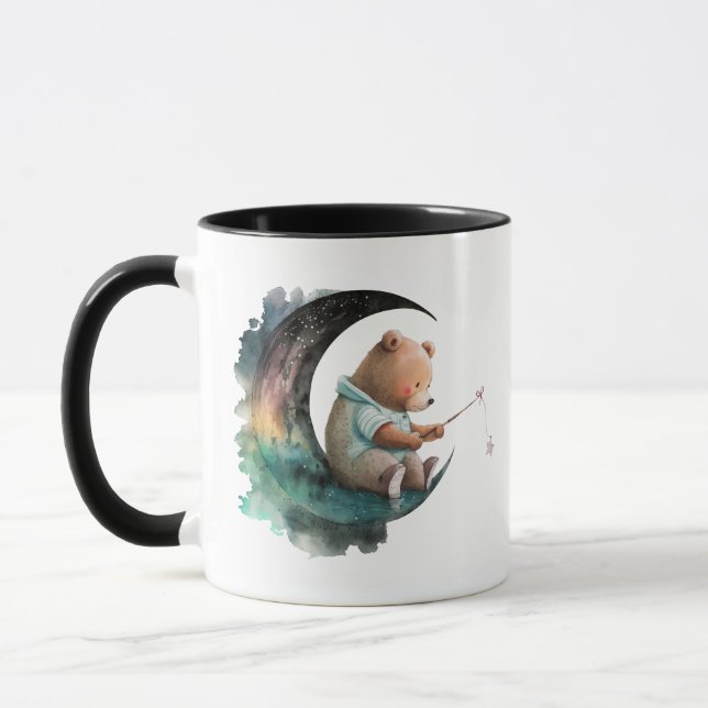 Mug Ours en peluche mignon sur la Lune, Ours en carica (Gauche)