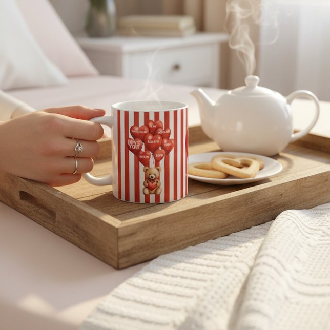 Mug ours en peluche rayé rouge personnalisé pour la Sa (Créateur téléchargé)