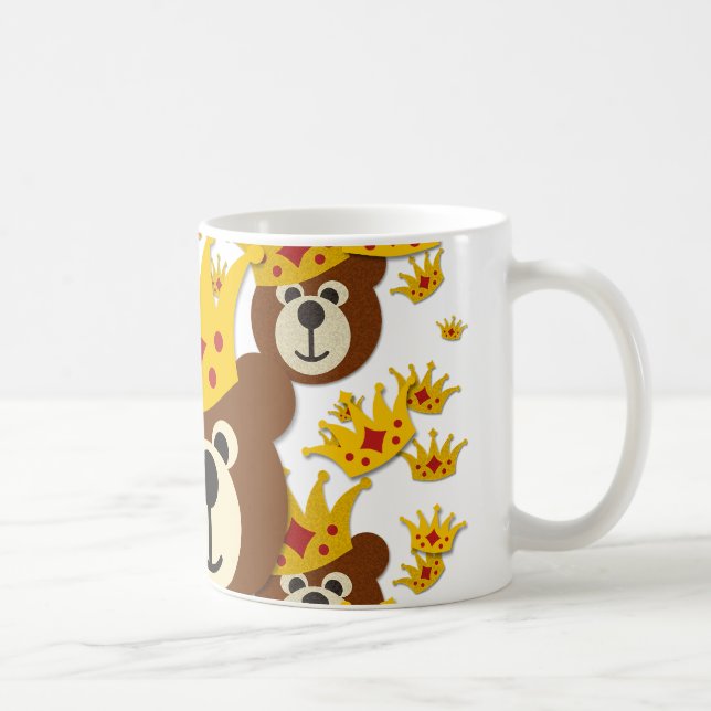 Mug Ours en peluche souriant avec couronne (Droite)