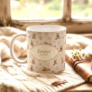 Mug Ours en peluche vintage personnalisé Cottagecore