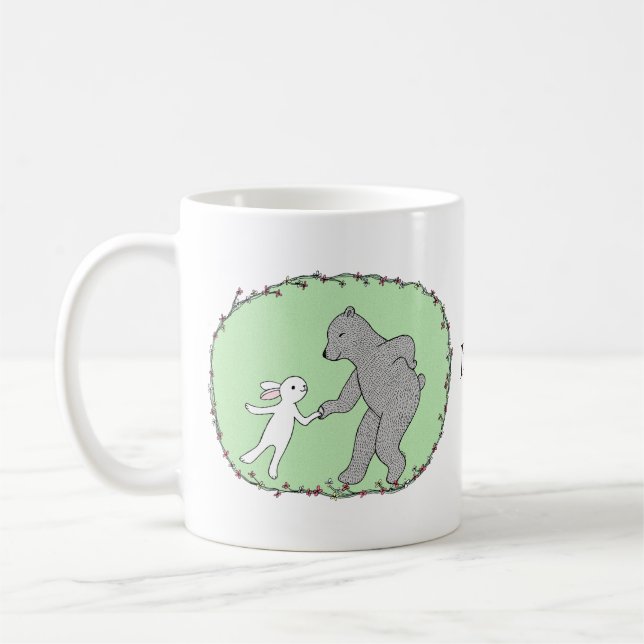 Mug Ours et lapin lapin dansant nom personnalisé (Gauche)