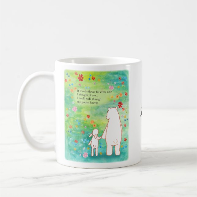 Mug Ours et lapin romantique Citation poétique Nom per (Gauche)