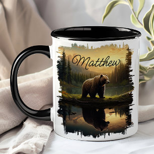 Mug Ours Grizzly, réflexion sur le lac Sunset