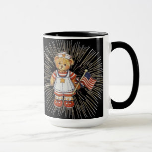 Mug Ours infirmière vintage avec feux d'artifice blanc