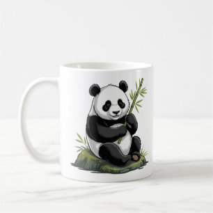 Mug Ours Panda Mignon Branchu Avec Verdure Bambou