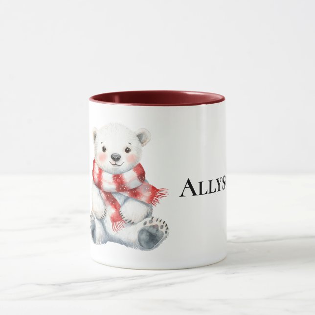 Mug Ours polaire avec Peppermenthe rouge blanc écaille (Centre)