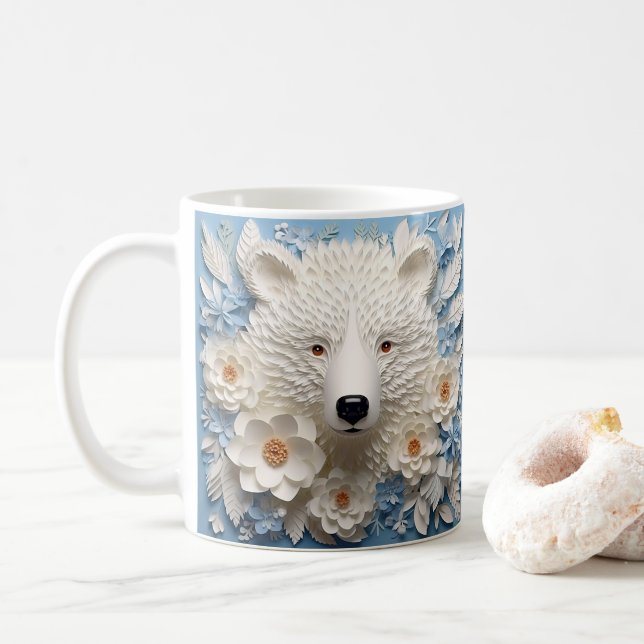 Mug Ours polaire blanc imprimé 3D (Avec donut)