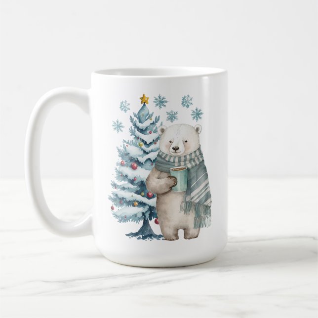 Mug Ours polaire Bleu Musique en céramique de Noël (Gauche)