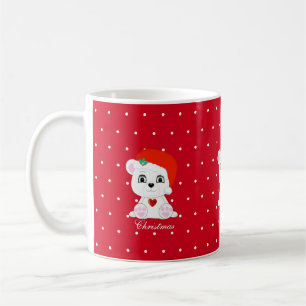 Mug Ours polaire de Noël sur fond rouge