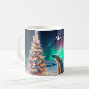 Mug Ours Polaire Maman Cubs Arbre de Noël Lumières du