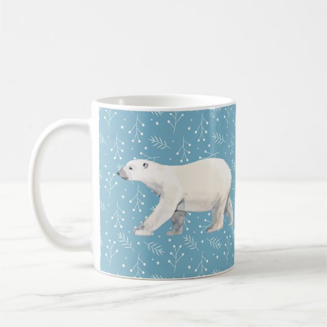 Mug Ours polaire serène Bleu et blanc Musique d'hiver (Gauche)