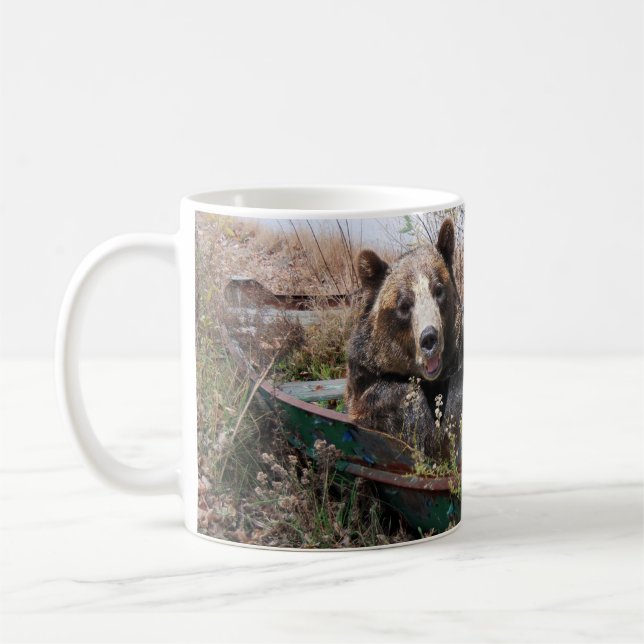 Mug ours souriant dans un bateau à rame (Gauche)