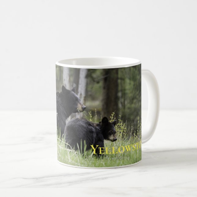 Mug Ours Tasse-Noir de Yellowstone (Devant droit)