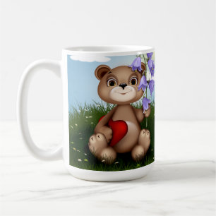 Mug Ours tenant un bouquet de fleurs-30926