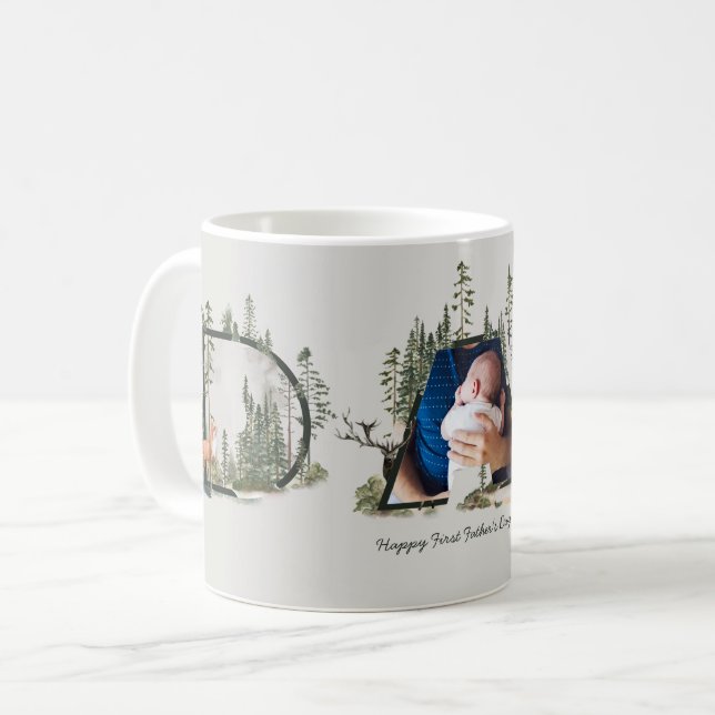 Mug Outdoors DAD Forest Lettres Photo 1ère Fête des pè (Devant gauche)