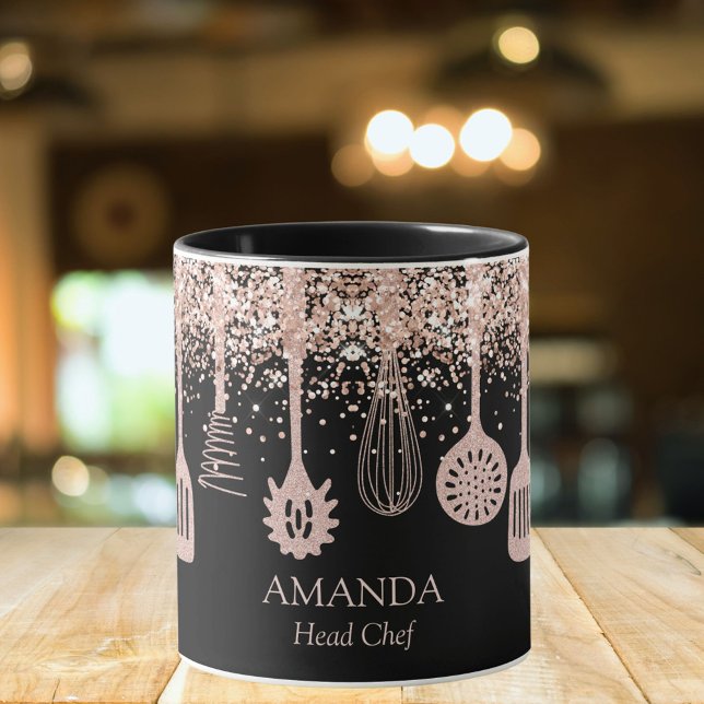 Mug Outils de Cuisine de Parties scintillant d'or Rose (In situ)
