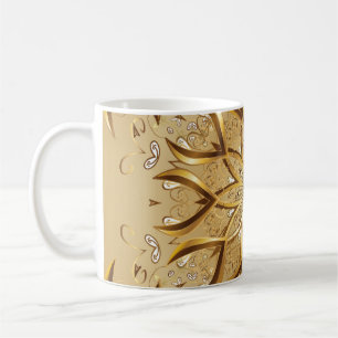 Mug Ouvert doré, texture de croquis oriental.