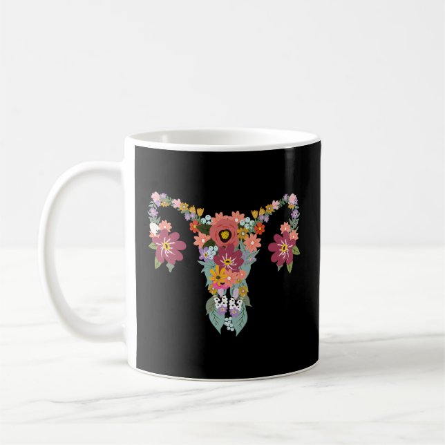 Mug Ovaire Floral Les Droits Féministes D'Uterus (Gauche)