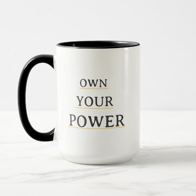 Mug Own Your Power Minimal Typography | Motivational Q (Gauche)