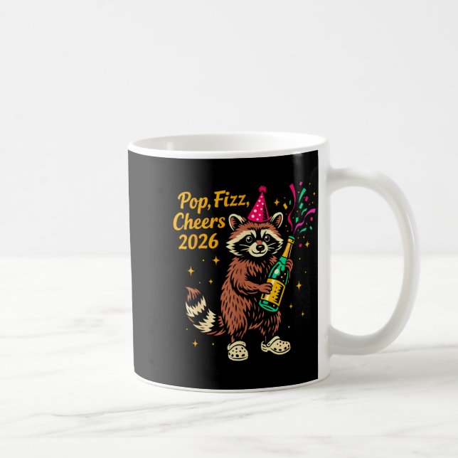 Mug P Fizz Cheers 2026 Funny Raccoon New Year Design  (Droite)