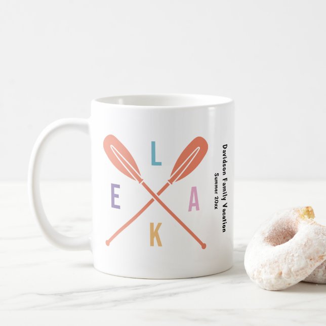 Mug Pagaies du lac d'été en Pastel avec texte personna (Avec donut)