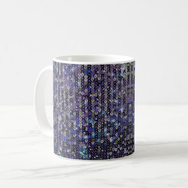 Mug Paillettes bleu violet | motif étincelant (Devant gauche)